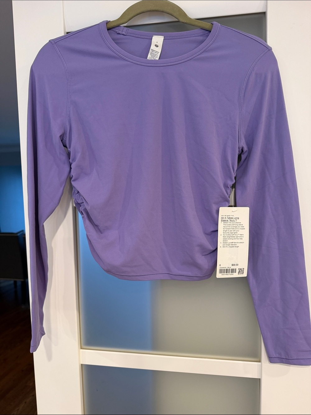 lululemon athletica Lavender Long-Sleeve Cropped Active Top